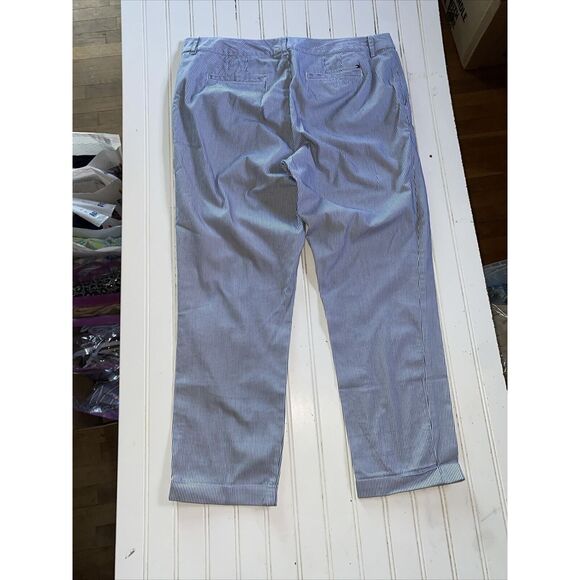 Tommy Hilfiger Women’s Size 12 Navy White‎ Stripe Stretch Slim Ankle Pants - Picture 4 of 6